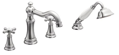 Moen TS21102 Weymouth Two-Handle Diverter Roman Tub Faucet Includes Hand Shower - Chrome